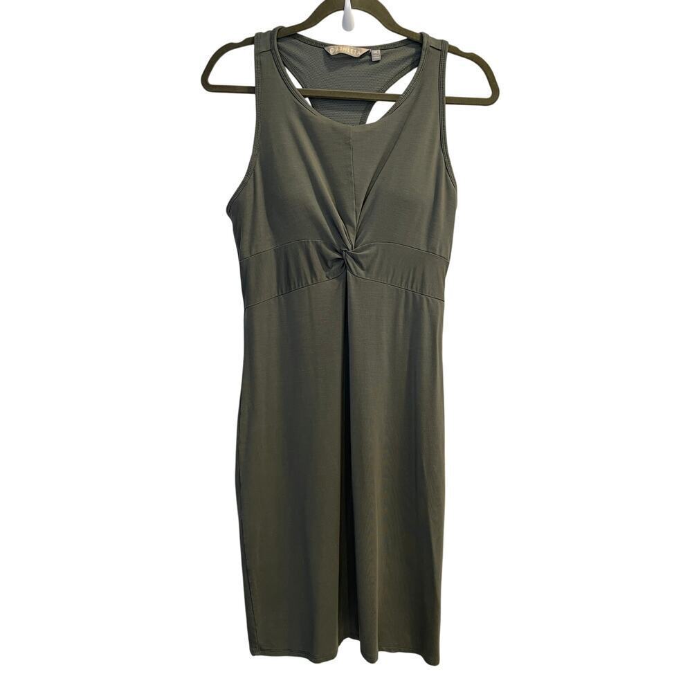 Athleta Olive Green Midi Dress with Twist Front